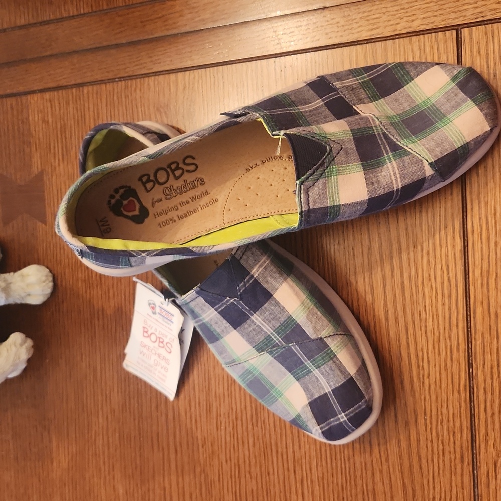 Skechers Bob's Plaid Slip On Flats
